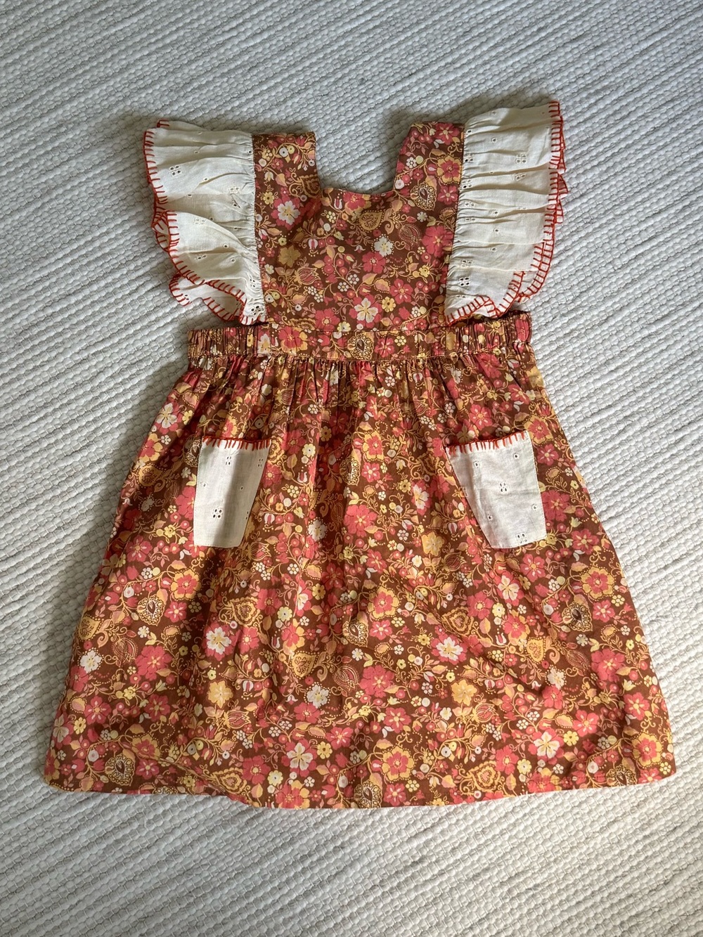 Apolina Ursina Frill Pinafore Autumn Harvest Floral, 7-9Y